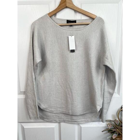 PREMISE Womens Size M Aluminum Heather Textured Knit Sweater Top Side Slit Cozy - Picture 9 of 11